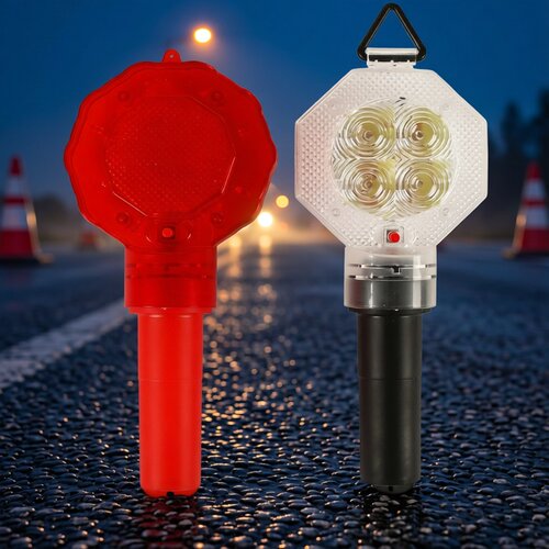 红色梅花灯透明自动猫眼灯夜间爆闪警示灯远距离可见