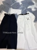 后刺绣百搭休闲直筒弯刀裤 一字口袋高腰窄版 女 新款 欧洲站2026春季