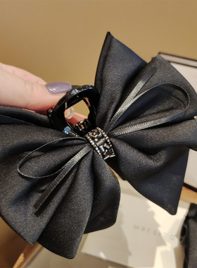 新款大号高级感黑色蝴蝶结抓夹气质百搭鲨鱼夹后脑勺发夹轻奢发抓