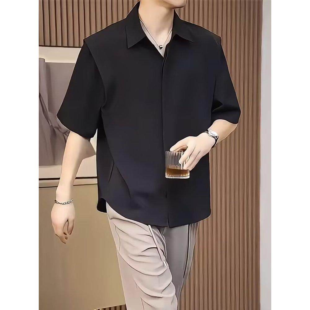 1506A/G58180/P36男装五分袖衬衣轻熟风痞帅夏季冰丝高级感上衣2，男装T恤，星座1506A