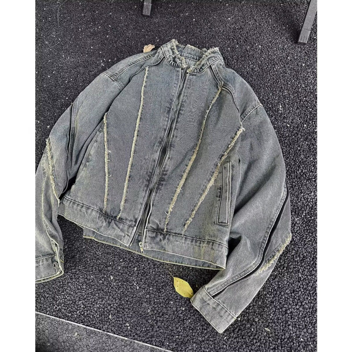 1506A/G3150/P67美式复古解构毛边水洗牛仔外套图片