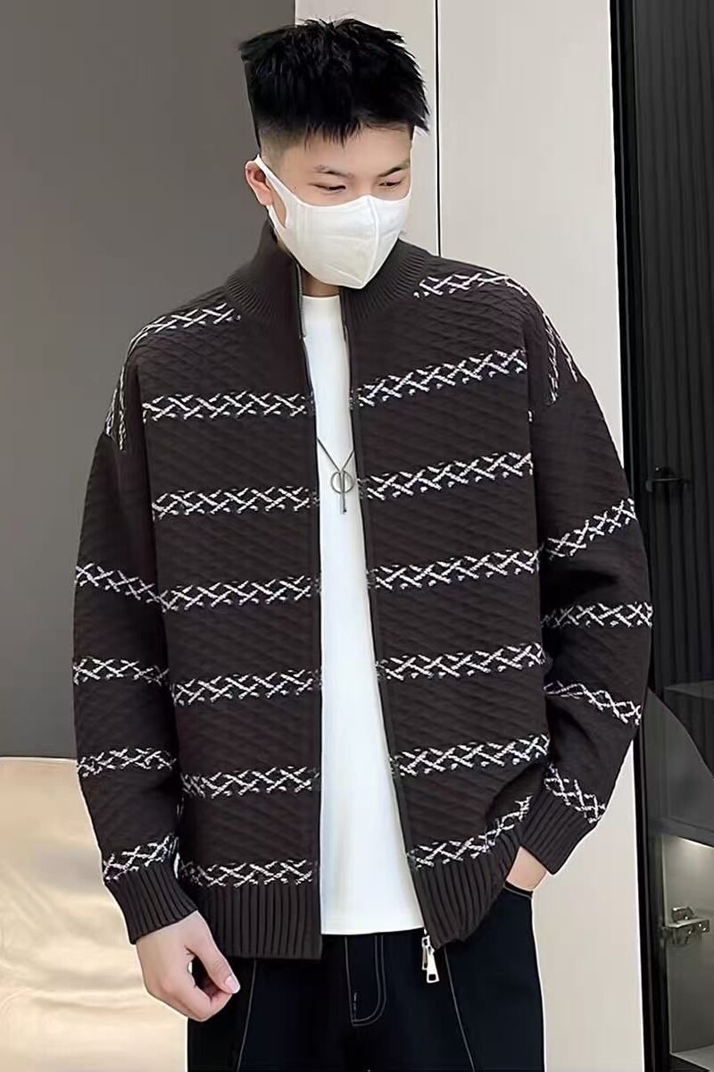 1506A/GA25140/P69复古休闲慵懒风V领针织衫男纯色外套ins1,男装针织衫/毛衣,星座1506A
