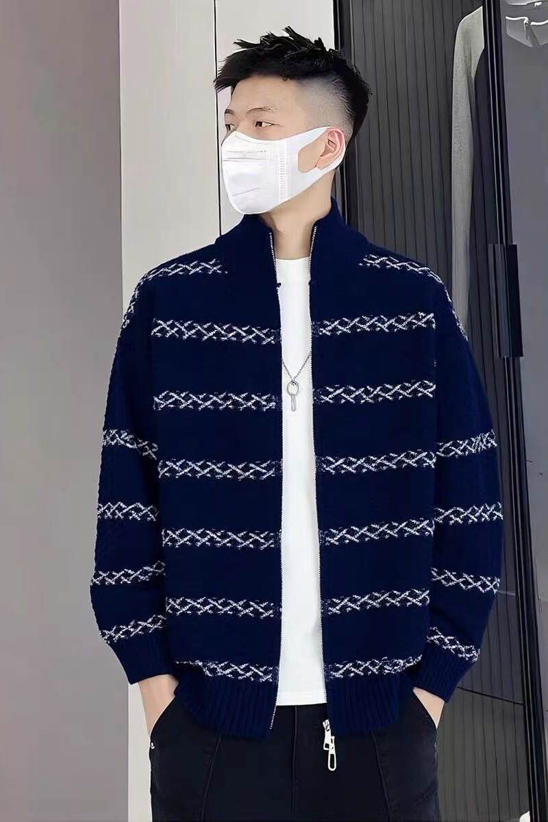 1506A/GA25140/P69复古休闲慵懒风V领针织衫男纯色外套ins2图片
