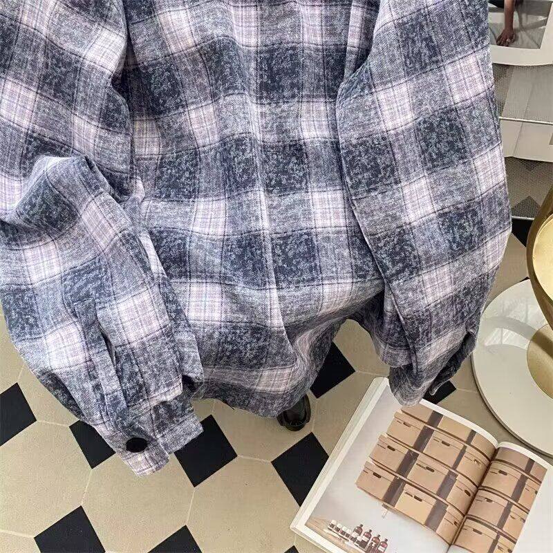 1506A/GU10130/P56秋冬扎染水洗格子衬衫外套男高级宽松外搭外套2,男装衬衫,星座1506A
