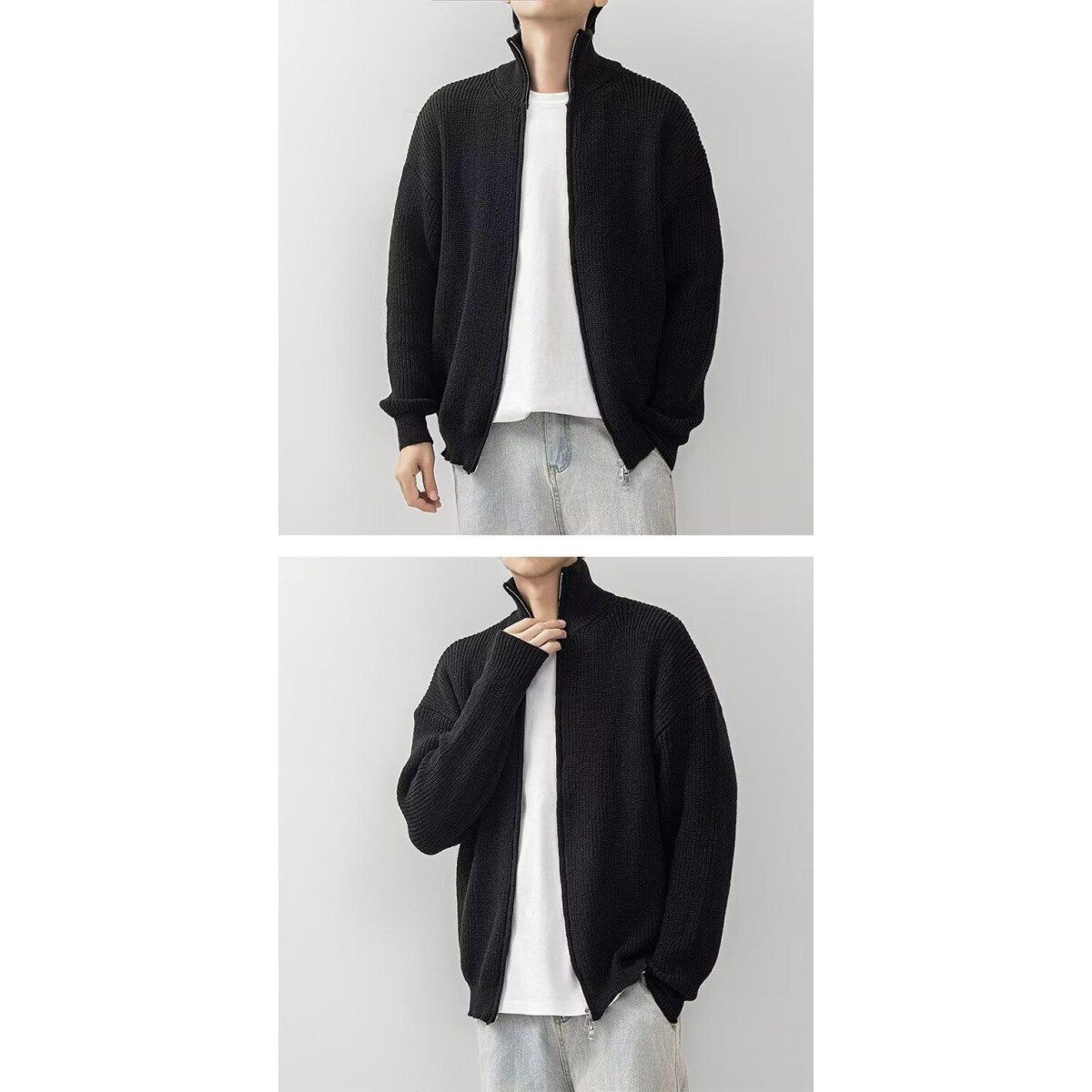 1506A/G55090/P62开衫毛衣休闲慵懒风V领针织衫男纯色外套潮图片