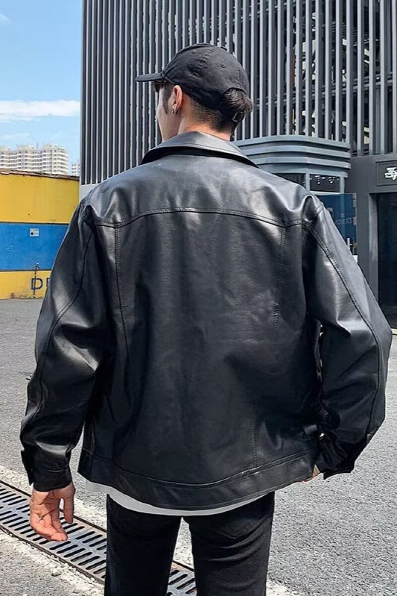 1506A/GX33250/P56轻熟风免烫机车工装PU皮夹克男士宽松风外套,男装皮衣,星座1506A