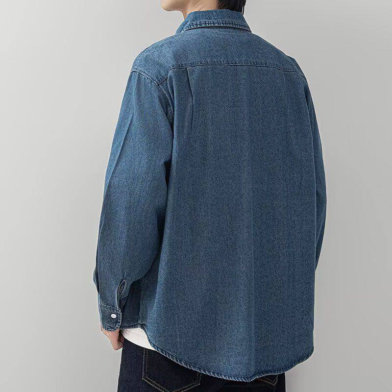 工装双口袋牛仔衬衫长袖百搭宽松廓形休闲衬衣外套，男装衬衫，星座1506A