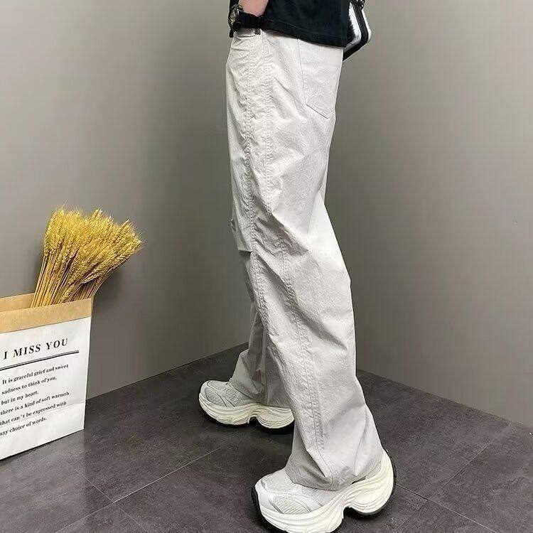 1506A/GY2440/P48韩版潮流百搭裤子夏季薄款坠感阔腿拖地长裤2，男装休闲裤，星座1506A