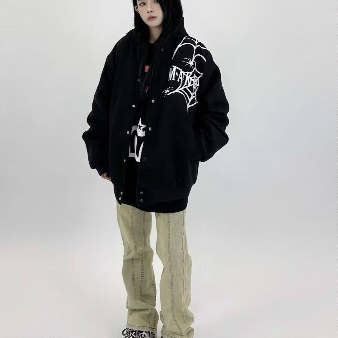 1506A/GU10020/P54蜘蛛网刺绣夹克棒球服秋冬男女宽松潮流外套2,女装短外套,星座1506A