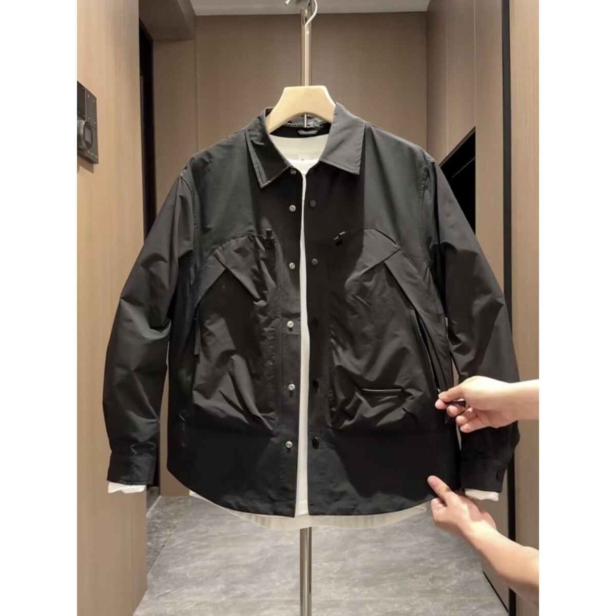 1506A/G80740/P61春秋新款工装拉链口袋夹克外套男女款冲锋衣1