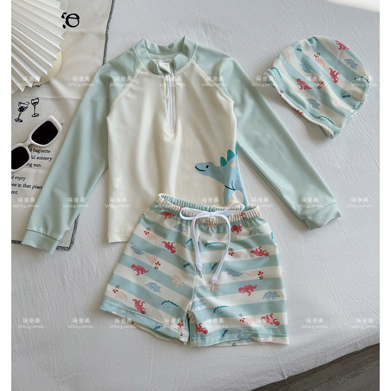 2026新款儿童游泳衣分体长袖夏季防晒男宝泳衣男孩游泳玩水泡温泉