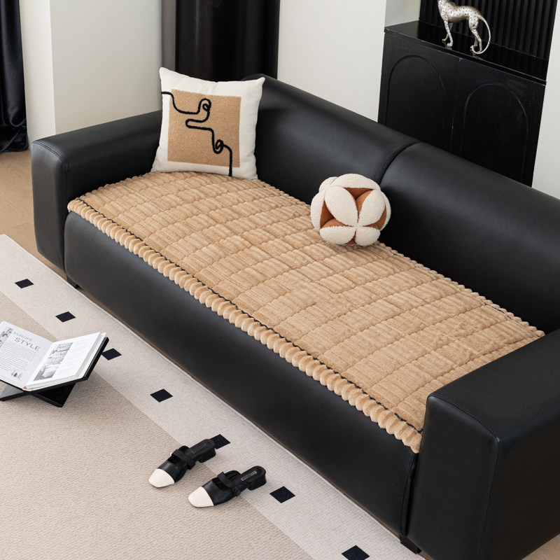 加厚毛绒沙发垫冬2025新款防滑直排皮坐垫子毯子盖布巾套罩高级感