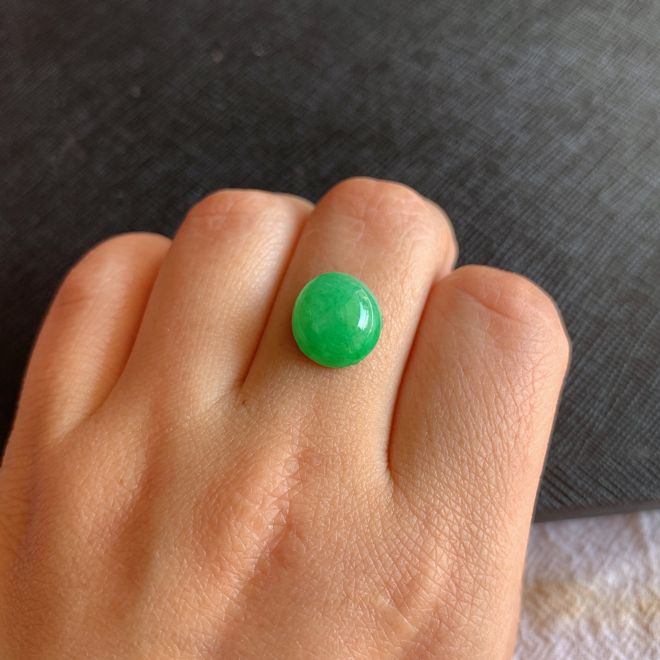 缅甸天然A货翡翠冰糯种满绿蛋面镶嵌件老坑玉石翡翠满色蛋面戒面