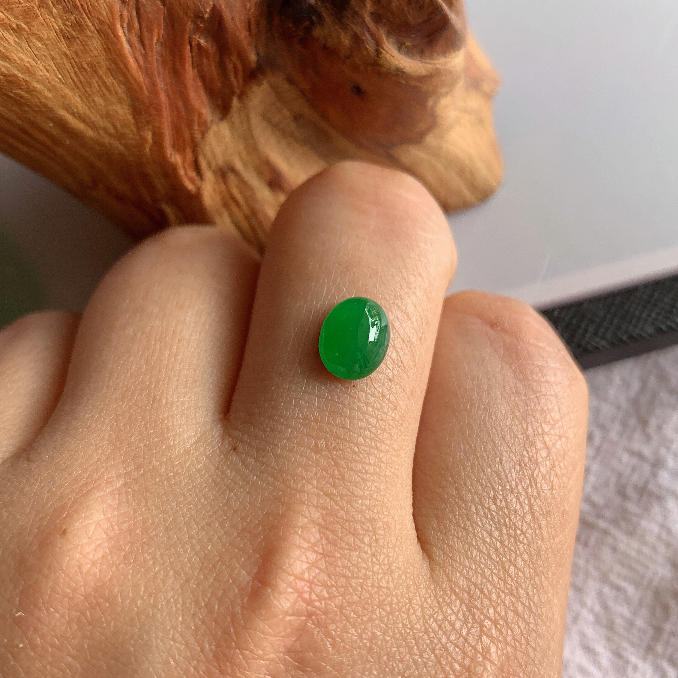 缅甸天然A货翡翠冰糯种阳绿满色蛋面镶嵌件老坑玉石翡翠满绿戒面