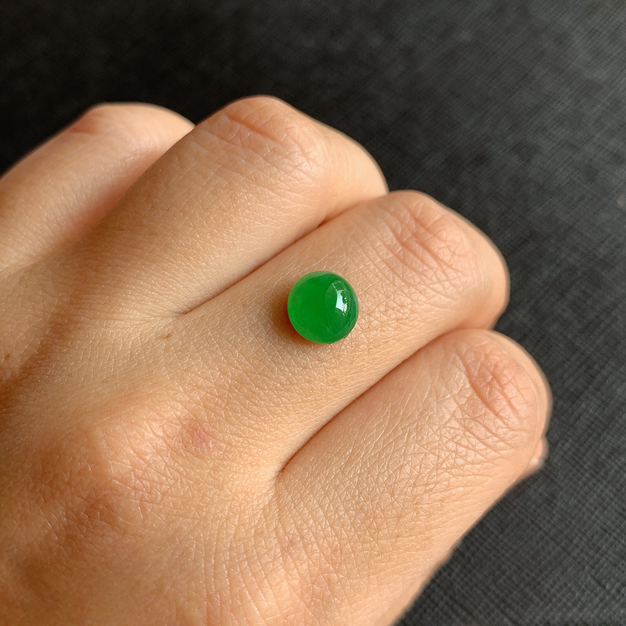 缅甸天然A货翡翠冰种阳绿蛋面镶嵌件老坑玉翡翠满绿蛋面戒面