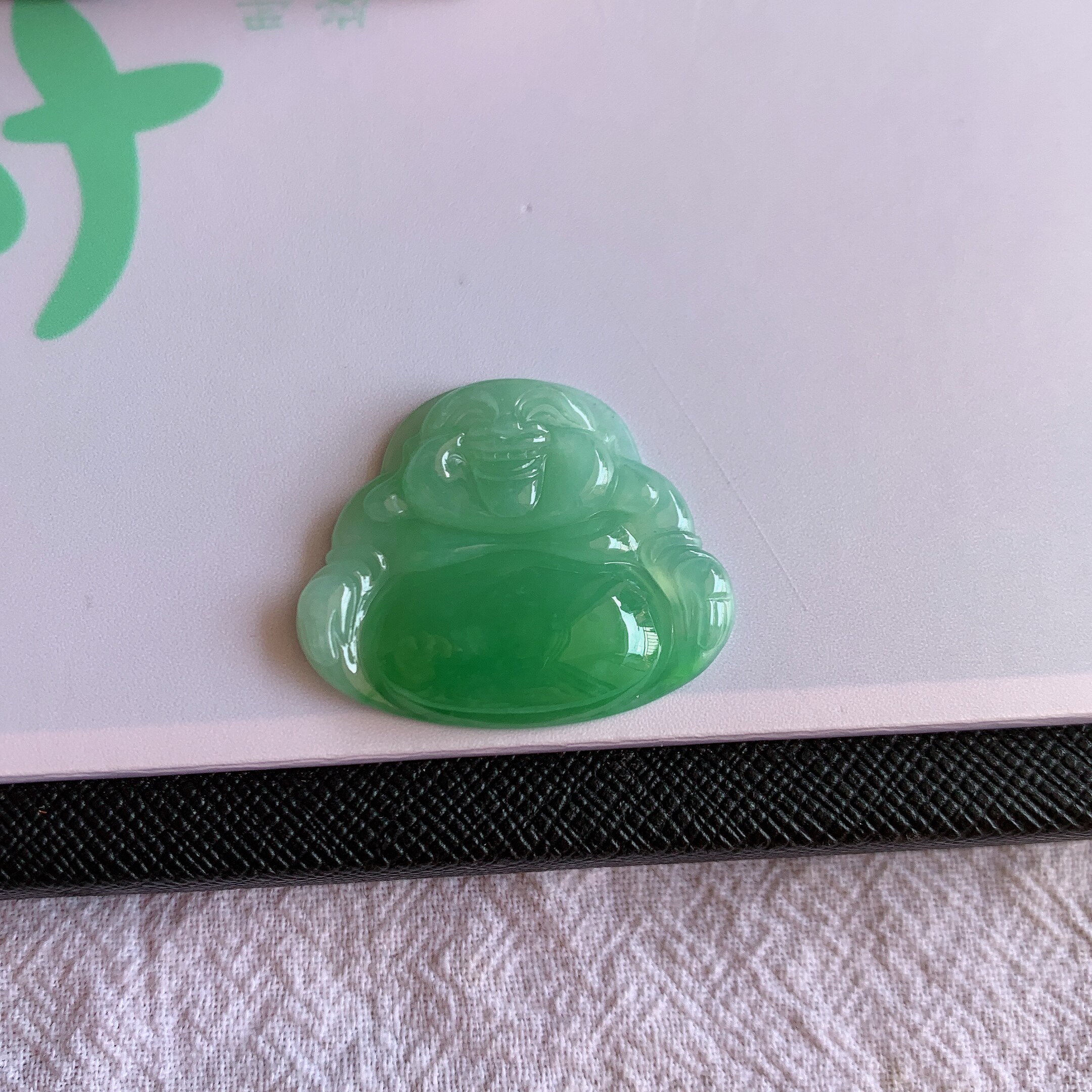 缅甸天然A货翡翠冰糯种满色佛公裸石吊坠老坑玉佛公挂件