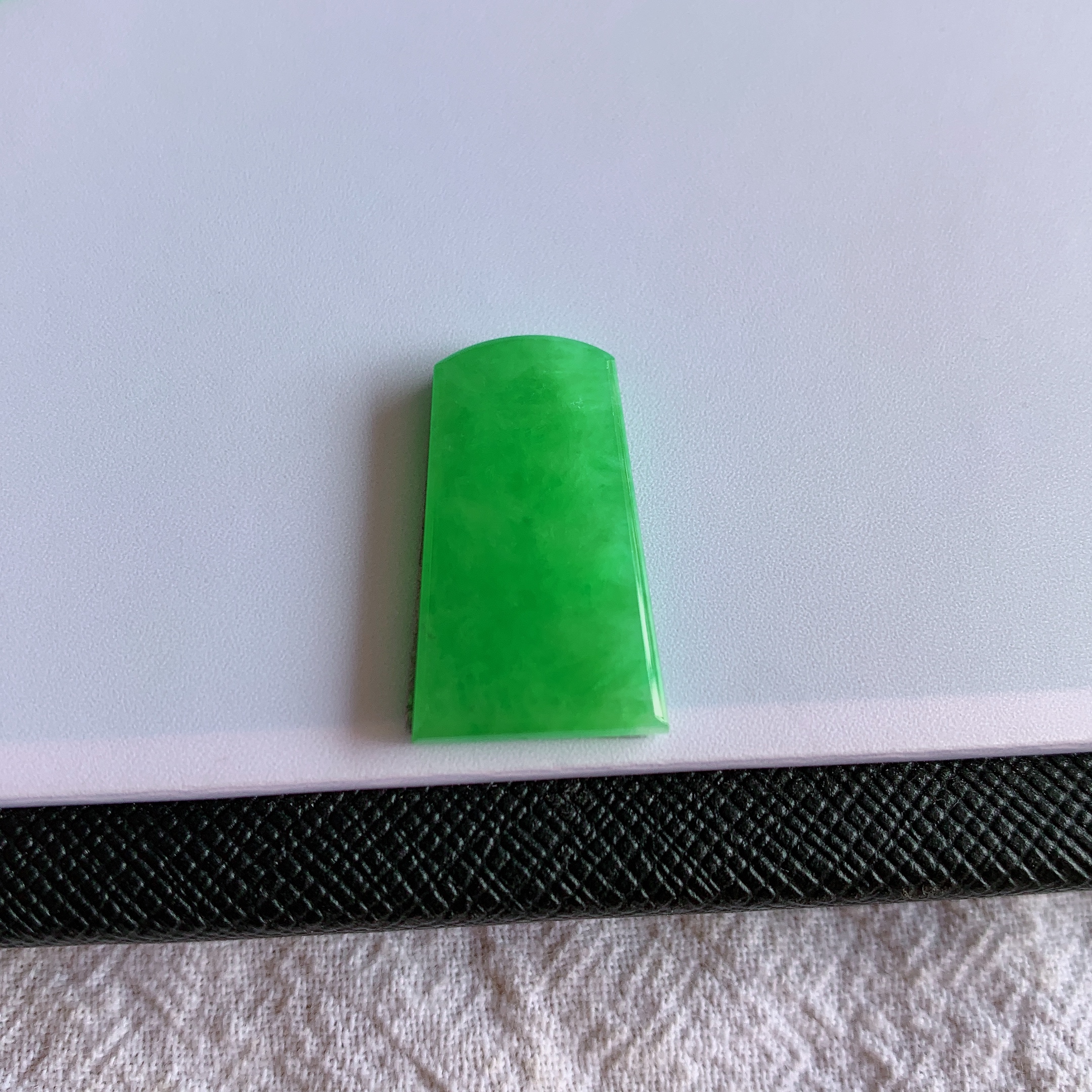 缅甸天然A货翡翠冰糯种阳绿无事牌镶嵌件老坑玉无事牌挂件