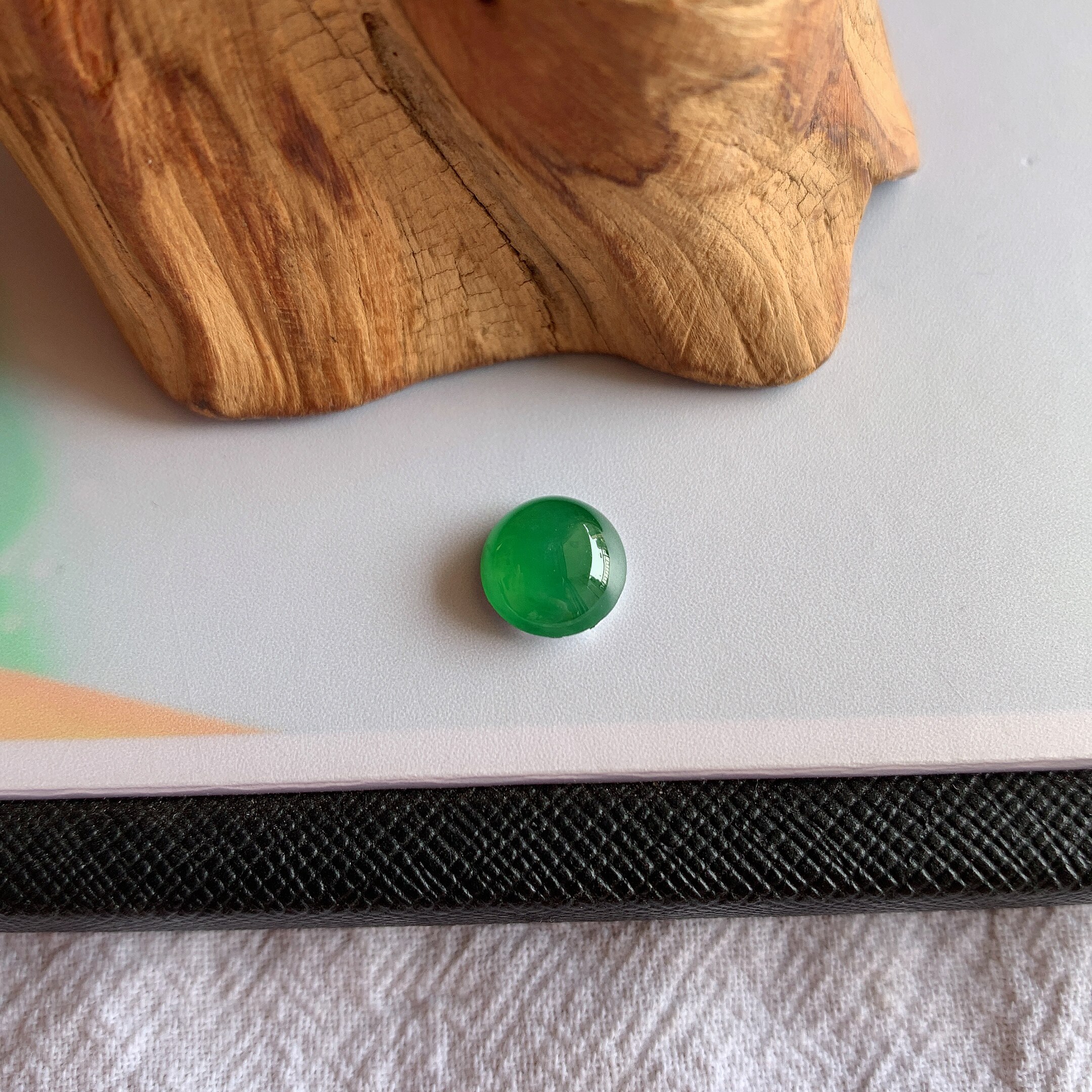 缅甸天然A货翡翠冰糯种阳绿满色蛋面镶嵌件老坑玉石翡翠蛋面戒面