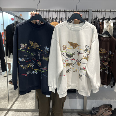 917 冬季新款韩系趣味狗狗印花卫衣女宽松慵懒风圆领套头长袖上衣