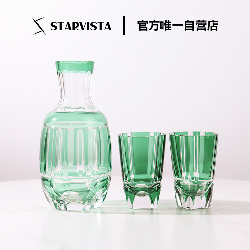 STARVISTA江户切子竹之膳冷酒酒具套装水晶玻璃清酒酒杯酒器礼品