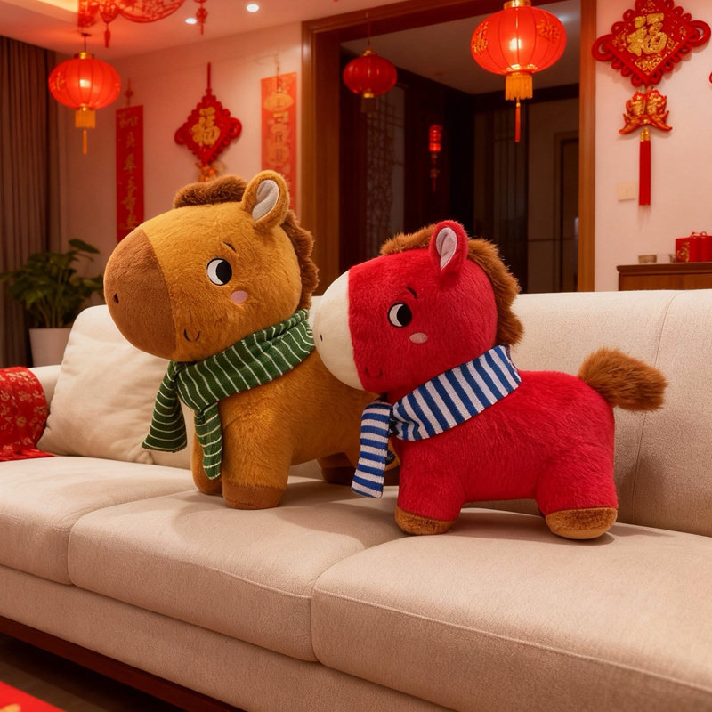 2026马年吉祥物公仔围巾小马毛绒玩偶公司年会布娃娃新年礼物女生