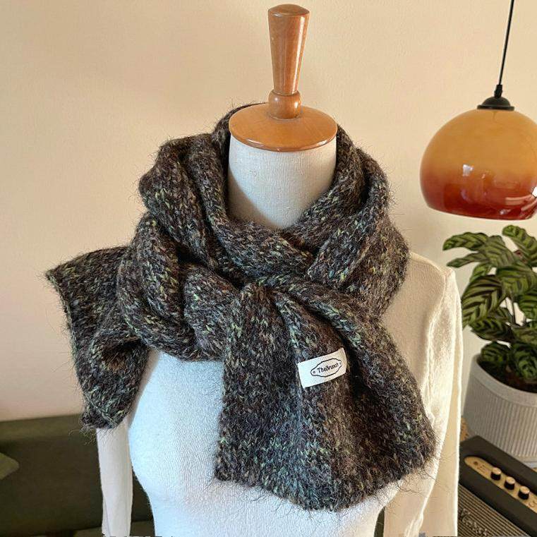 羊毛显白蓝色围巾冬季保暖