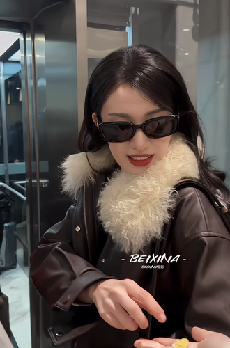 【王楚然朱珠明星同款】进口真皮草羊羔毛领羊皮夹克女羽绒女新款