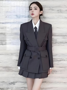 西装 高级感带腰带 外套半裙收腰显瘦西服女套装 古力娜扎同款