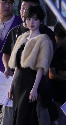 鞠婧祎同款奶杏色短款皮草披肩外套晚宴礼服毛毛坎肩秋冬新短外套