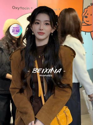 【孔雪儿】明星同款一整套穿搭棕色外套复古格子连衣裙三件套女装