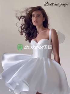 正品高定明星同款白色缎面新款吊带千金连衣裙婚纱礼服裙质感女装