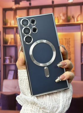 同古自带镜头膜适用三星S24ultra手机壳S25U磁吸magsafe保护套GalaxyS23ultra透明s22+简约25超薄note20ultra