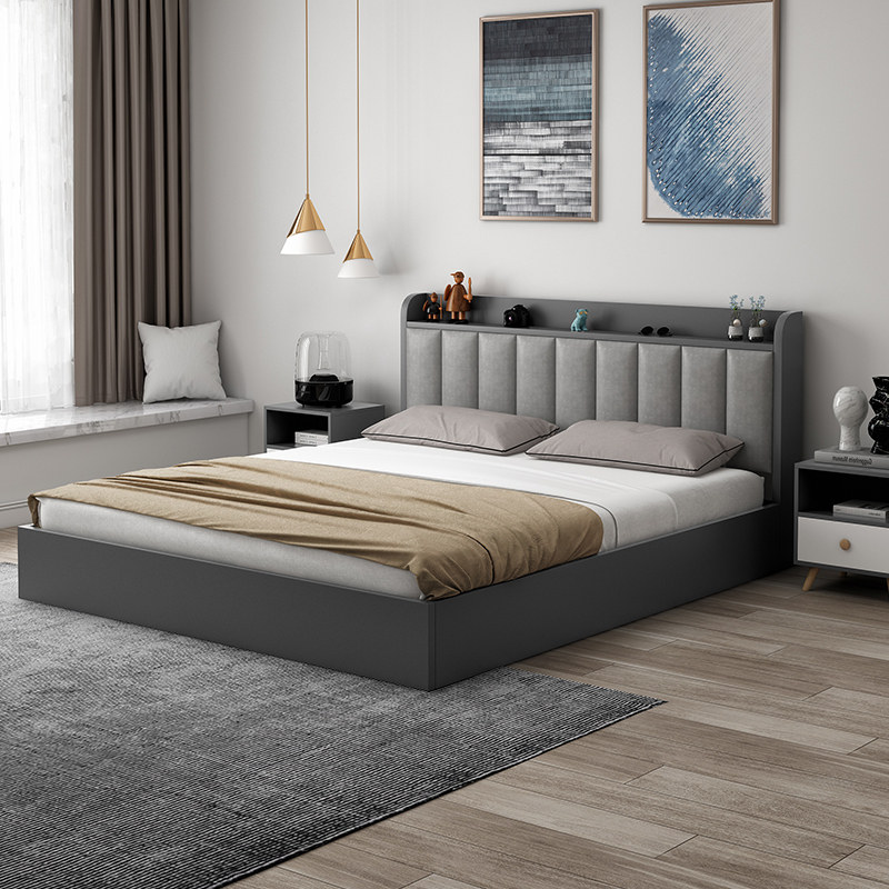 床现代简约实木轻奢床1.8米主卧双人床1.5米卧室经济榻榻米软包床