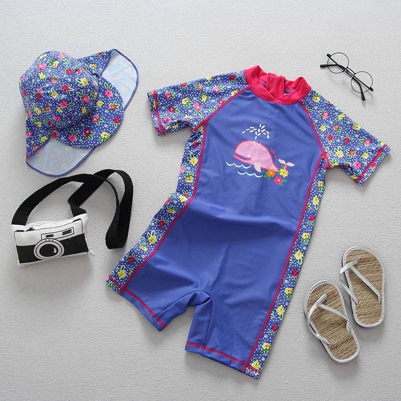 英国外贸儿童泳衣女孩女童宝宝游泳衣 女宝宝防晒防紫外线婴儿