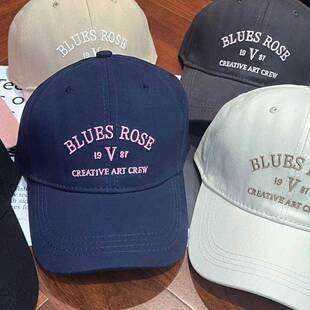 加大加深棒球帽女显脸小百搭鸭舌帽男字母刺绣潮流时尚半硬顶帽子