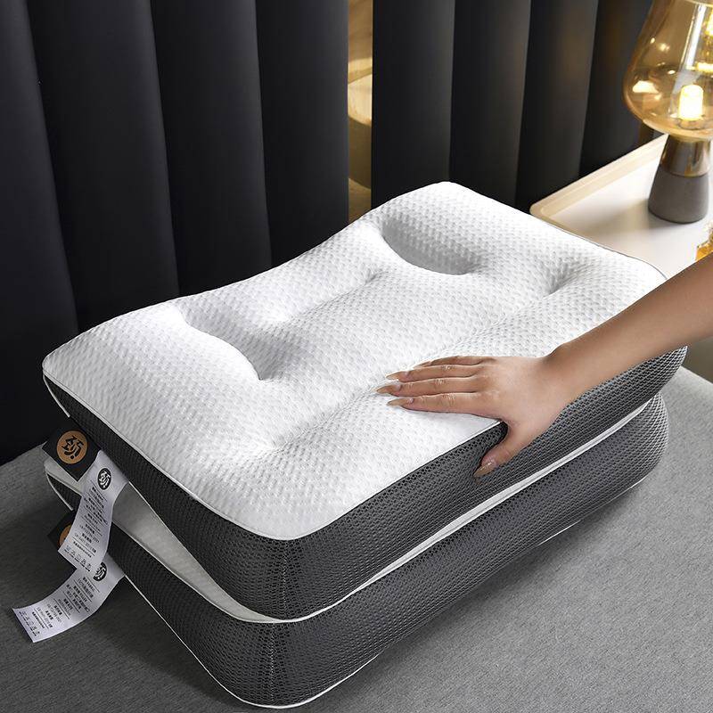 新款护颈反牵引枕头外贸跨境礼品枕芯可机洗针织枕头成人家用