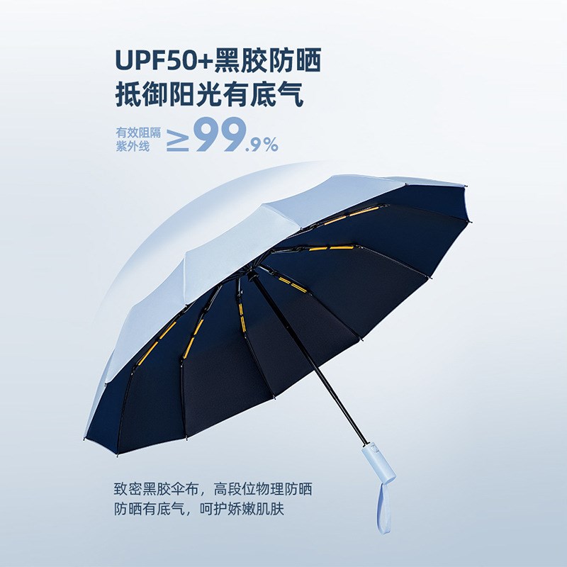 24骨黑胶折叠太阳伞晴雨两用自动遮阳商务雨伞定 制印刷logo