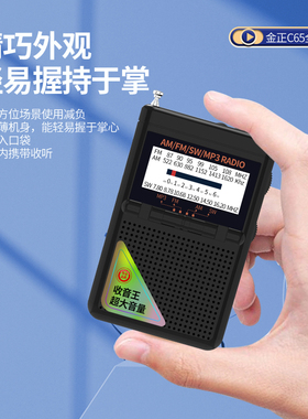 金正C65便携式腰挂老人全波段收音机插卡U盘充电电池半导体随身听