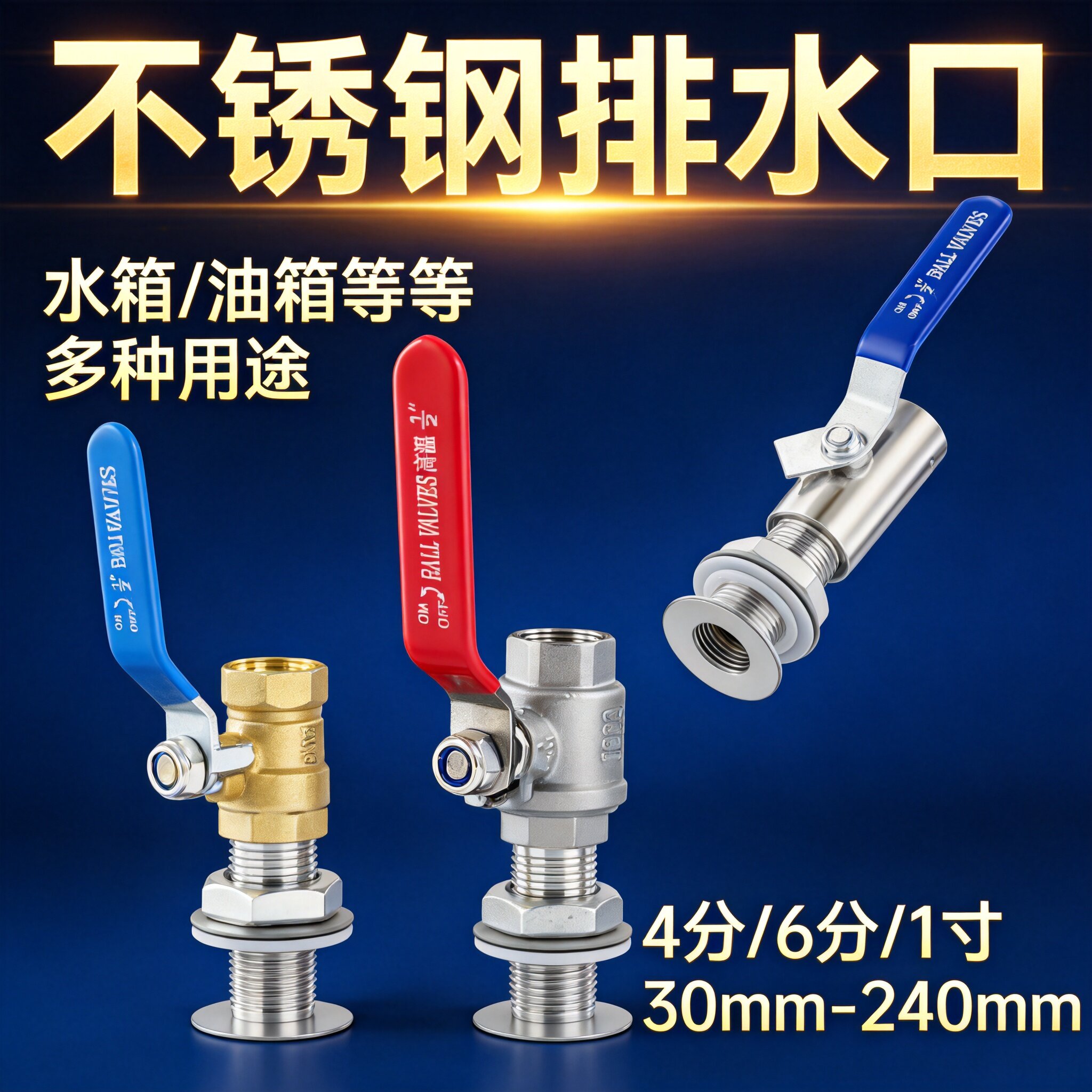 排水阀4分6分1寸下水口穿板接头排水加厚出水口排水管水箱排污口