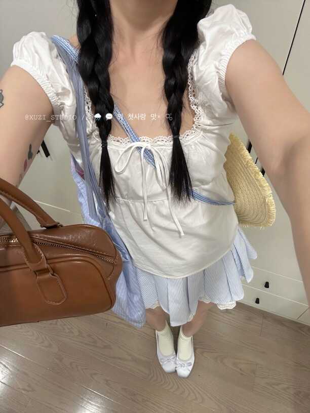 宅女同款徐子可调节领口bm娃娃衫