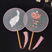 刺绣扇子古风绣花团扇古风汉服扇古典扇舞蹈扇团扇旗袍扇古典圆扇