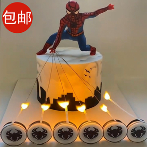 燃烧蜘蛛侠生日蛋糕装饰魔术纸