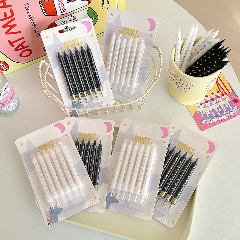 ins生日派对黑金生日蜡烛星星