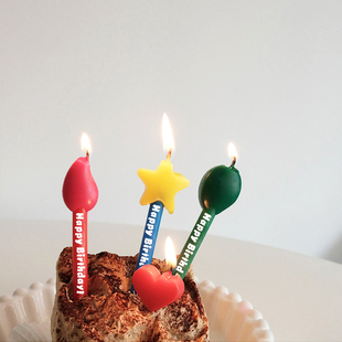 饰礼物道具 生日快乐字母星星火苗气球蜡烛蛋糕婚礼纪念日派对装