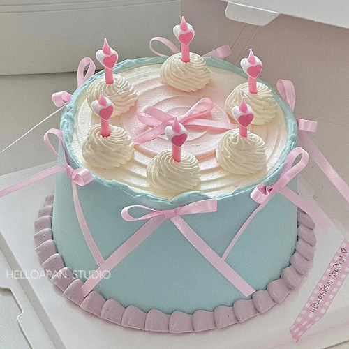 情人节粉色爱心蜡烛蛋糕装饰女孩