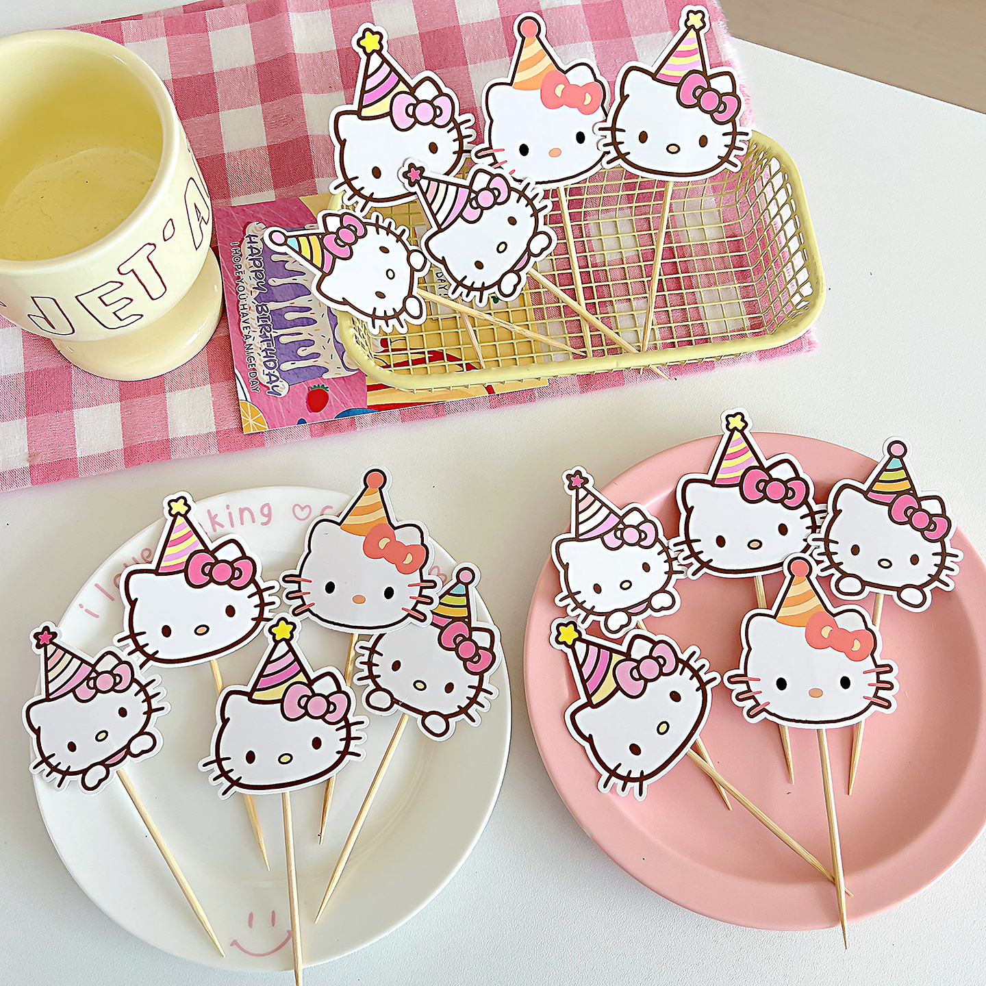 KT猫蛋糕装饰插牌主题女孩生日