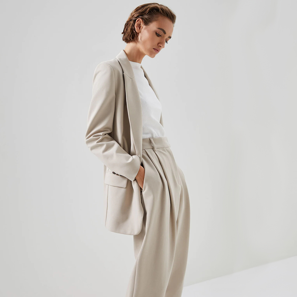 GUIMO丨 B家“英气恬美”单排一粒扣通勤时尚轻奢西服西裤套装女