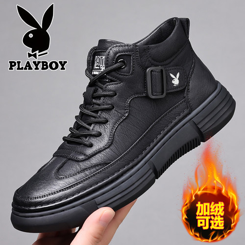 花花公子男鞋高帮棉靴冬季休闲