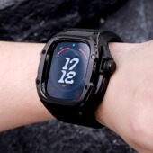 2代iwatch789se44 45MM不锈钢改装 壳硅橡胶双按蝴蝶扣苹果手表带个性 星图适用ultra49mm1 创意新款 改造潮