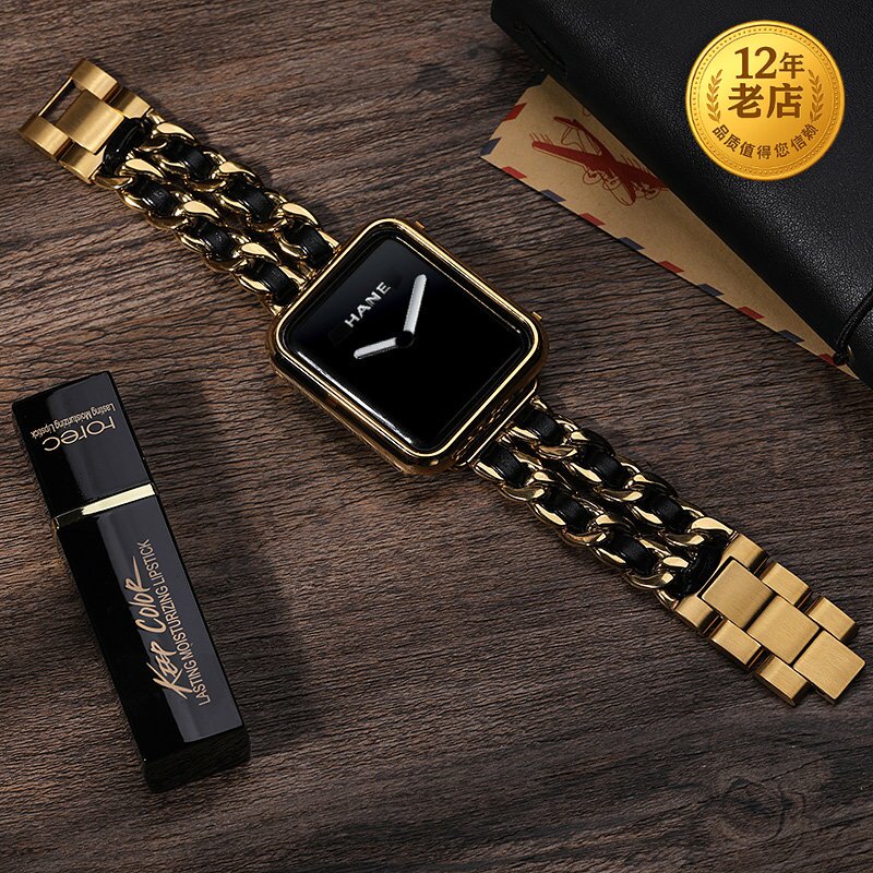 星图适用手表带优质不锈钢小香风Applewatch678s牛仔链条式38mm42/44/40苹果1iwatch2/3/4/5ultra潮皮可爱se